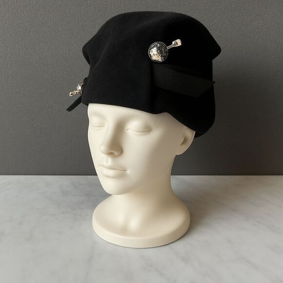 Borsalino Italy Black Wool Cloche Hat Women’s Vintage Sculpted Design Otti Moll - Picture 2 of 9